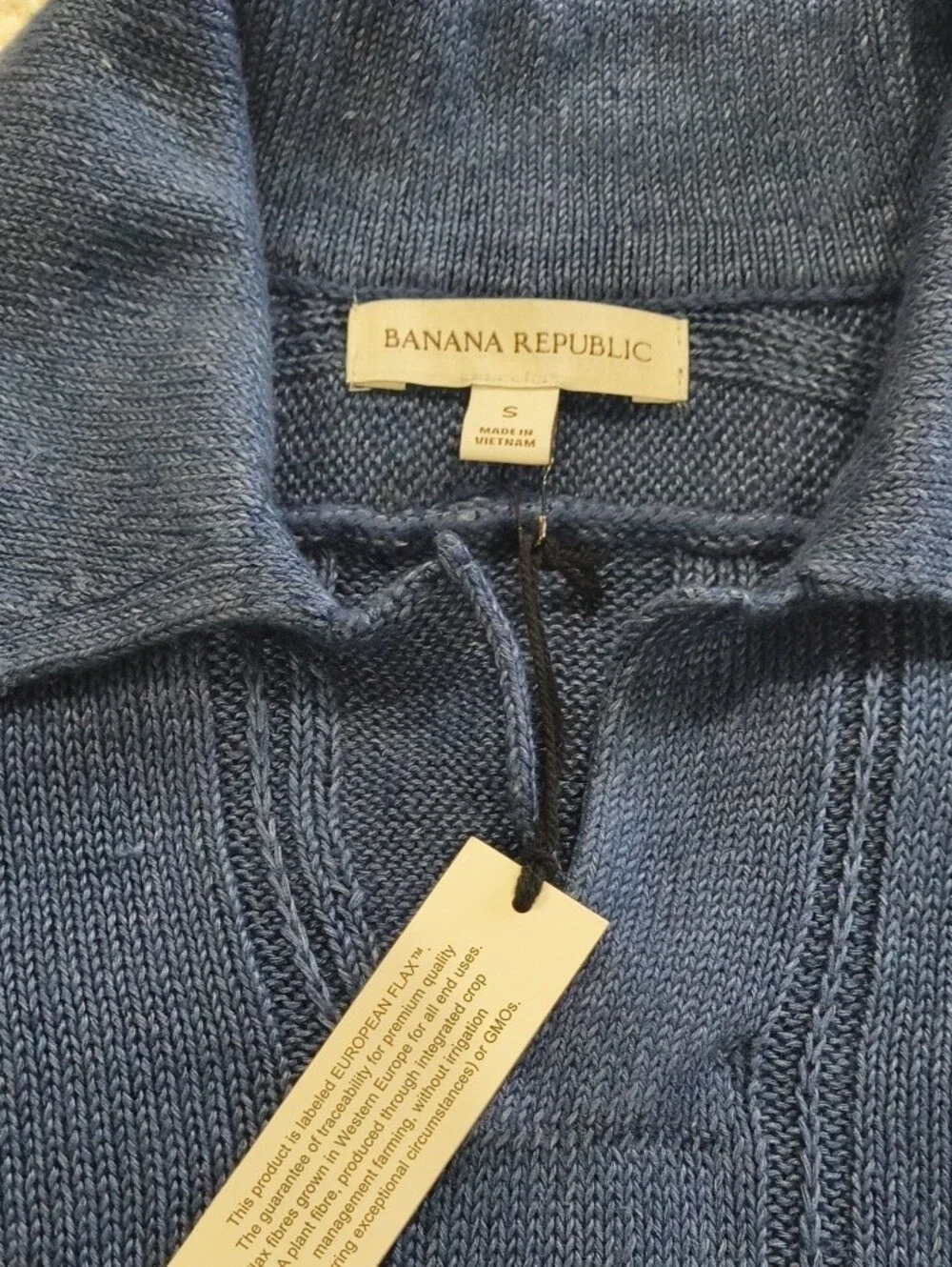 Banana Republic 100% Linen Ribbed Sweater Polo